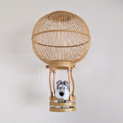 竹細工 気球 オブジェ バルーン おしゃれインテリア 置き物 つるし飾り モビール 子供部屋 レザー まん丸 空の旅 2枚目の画像
