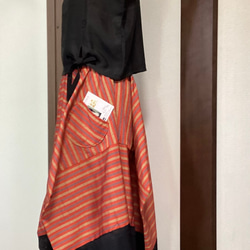 シアーなシルクのトップスとカンパネラ風3Dロングスカートの2点セット⭐️  おまけのトートバッグ付/一点物❣️ 5枚目の画像