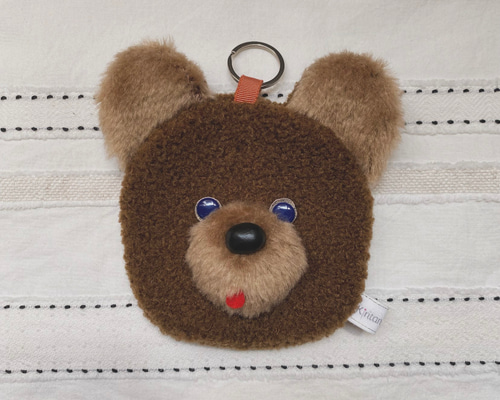 クマの顔型ポーチ ボールチェーン付き クマの顔型ポーチ ボールチェーン付き