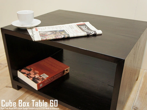 キューブテーブル DB チーク材 無垢材 銘木 チーク材 四角 サイドテーブル チーク無垢材 無垢天板 コーヒーテーブル 2枚目の画像
