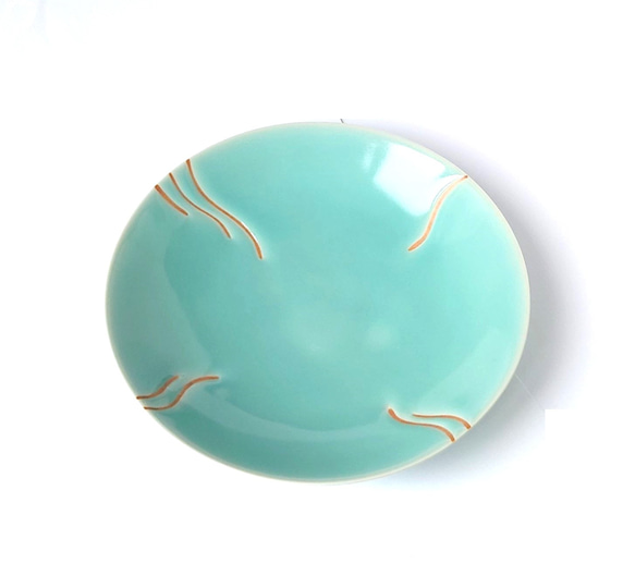 食卓の真ん中に置きたいお皿　　青白磁　皿　磁器 2枚目の画像
