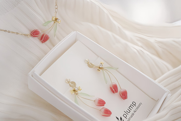 チューリップの花束ネックレス（レッド） 8枚目の画像