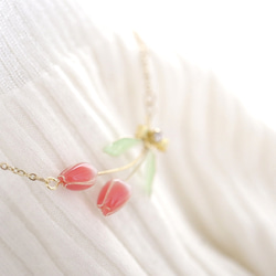 チューリップの花束ネックレス（レッド） 6枚目の画像