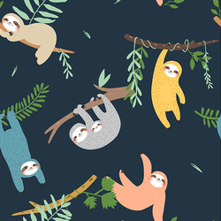 韓国製 動物柄 ナマケモノ柄 可愛いナマケモノ 生地 コットン100％シーチング Sloth 14枚目の画像
