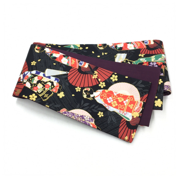 美品 新品 舞子さん 両面違い 半幅帯 長さ440 綿100％ コットン 