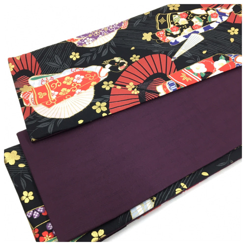 美品 新品 舞子さん 両面違い 半幅帯 長さ440 綿100％ コットン 