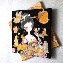 〈うたかた 極彩色 枸橘〉着物 アートパネル〈UTAKATA Gokusaishiki KARATACHI〉 3枚目の画像