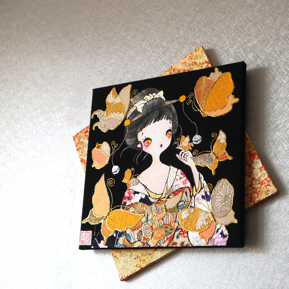 〈うたかた 極彩色 枸橘〉着物 アートパネル〈UTAKATA Gokusaishiki KARATACHI〉 4枚目の画像