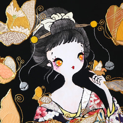 〈うたかた 極彩色 枸橘〉着物 アートパネル〈UTAKATA Gokusaishiki KARATACHI〉 5枚目の画像