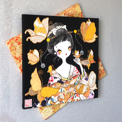 〈うたかた 極彩色 枸橘〉着物 アートパネル〈UTAKATA Gokusaishiki KARATACHI〉 2枚目の画像