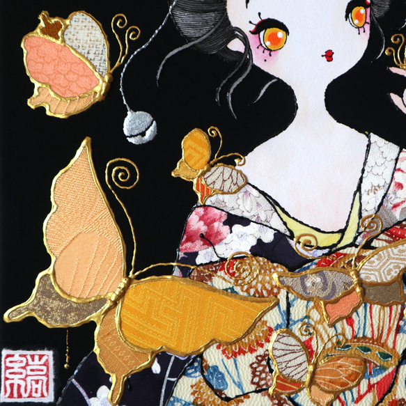 〈うたかた 極彩色 枸橘〉着物 アートパネル〈UTAKATA Gokusaishiki KARATACHI〉 6枚目の画像