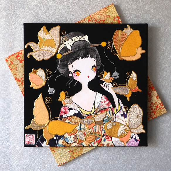 〈うたかた 極彩色 枸橘〉着物 アートパネル〈UTAKATA Gokusaishiki KARATACHI〉 1枚目の画像