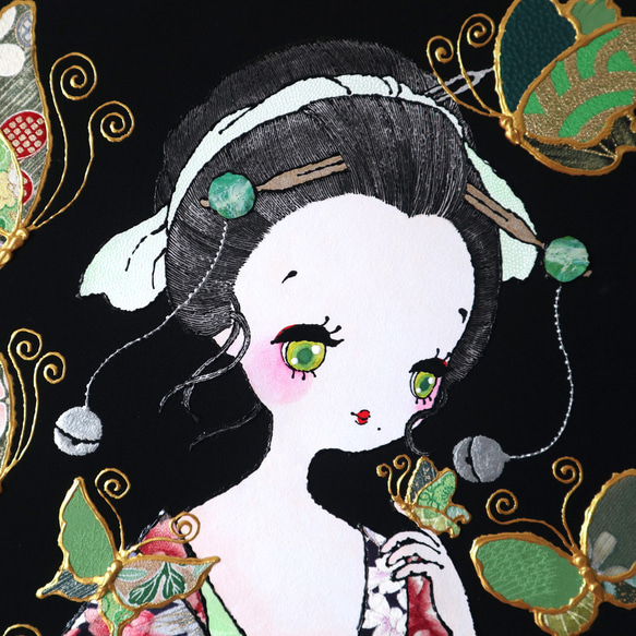 〈うたかた 極彩色 杜松〉着物 アートパネル〈UTAKATA Gokusaishiki TOSHO〉 5枚目の画像