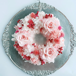 ネモフィラブルーの紫陽花とラベンダーのガーデンリース リース