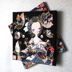 〈うたかた 極彩色 立葵〉着物 アートパネル〈UTAKATA Gokusaishiki TACHIAOI〉 3枚目の画像