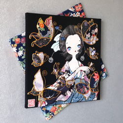 〈うたかた 極彩色 立葵〉着物 アートパネル〈UTAKATA Gokusaishiki TACHIAOI〉 2枚目の画像