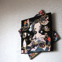 〈うたかた 極彩色 立葵〉着物 アートパネル〈UTAKATA Gokusaishiki TACHIAOI〉 4枚目の画像