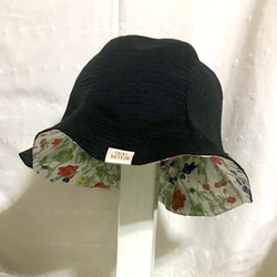 【チューリップハット】お散歩やレジャー、普段のお買い物にも活躍する折り畳める帽子　ブラック 5枚目の画像