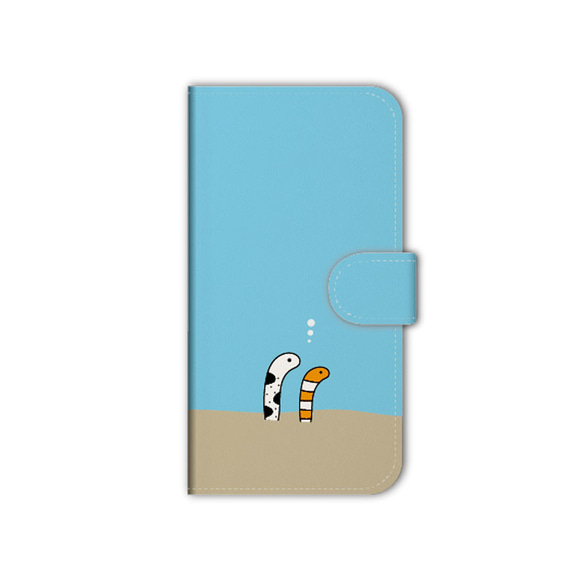 名入れ スマホケース 手帳型 カバー iPhone15 14 Pro ほぼ全機種対応 送料無料 かわいい チンアナゴ 海 11枚目の画像