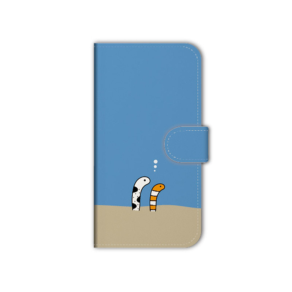 名入れ スマホケース 手帳型 カバー iPhone15 14 Pro ほぼ全機種対応 送料無料 かわいい チンアナゴ 海 12枚目の画像