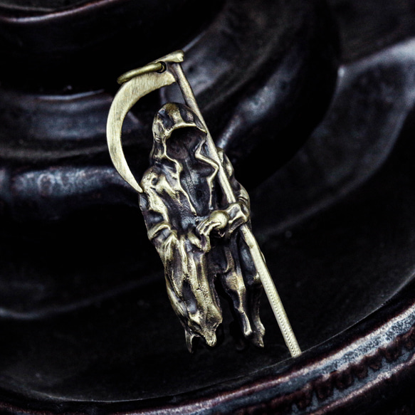 死神 925 シルバー ペンダント死天使悪魔ネックレス真鍮職人作るジュエリー ゴシック大鎌ペンダント 8枚目の画像