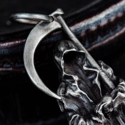 死神 925 シルバー ペンダント死天使悪魔ネックレス真鍮職人作るジュエリー ゴシック大鎌ペンダント 4枚目の画像