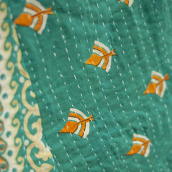 手縫いサリーパッチワークコットンスカート インド綿パッチワークスカート サリー糸刺繍スカート - トロピカルフラワー刺身刺繍 ク 15枚目の画像