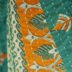 手縫いサリーパッチワークコットンスカート インド綿パッチワークスカート サリー糸刺繍スカート - トロピカルフラワー刺身刺繍 ク 20枚目の画像