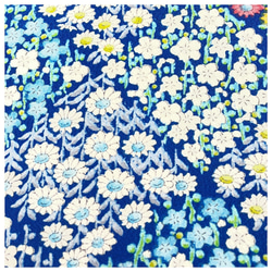 半幅帯　正絹　夏絽ｘ花模様小紋　リバーシブル　白ｘ青　長尺404センチ　 4枚目の画像