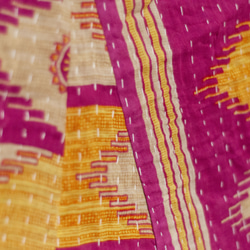 手縫いサリーパッチワークコットンスカート インド綿パッチワークスカート サリー糸刺繍スカート - トロピカルフラワー刺身刺繍 ク 13枚目の画像