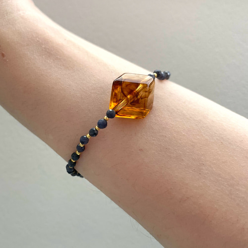 ブルークォーツ べっ甲 ブレスレット 天然石 ハンドメイド