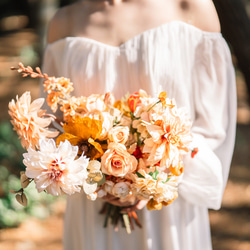 テラコッタカラー　コチョウラン　クラッチブーケ　ブートニア　前撮り　結婚式 8b224d9e620447887d82df2483de3b