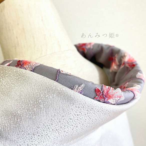 洗える刺繍半衿  シフォンフラワー 4枚目の画像