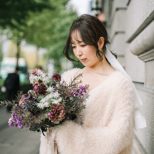 ダークブーケ 大人 紫 海外風 結婚式 前撮り ブーケ