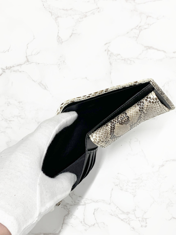 日本製　上質　パイソン　財布　ミドルウォレット　蛇革　札入れ　ダイヤモンドパイソン　エキゾチックレザー 11枚目の画像