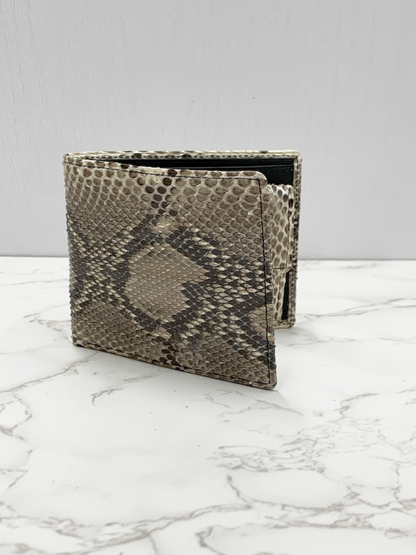 日本製　上質　パイソン　財布　ミドルウォレット　蛇革　札入れ　ダイヤモンドパイソン　エキゾチックレザー 1枚目の画像