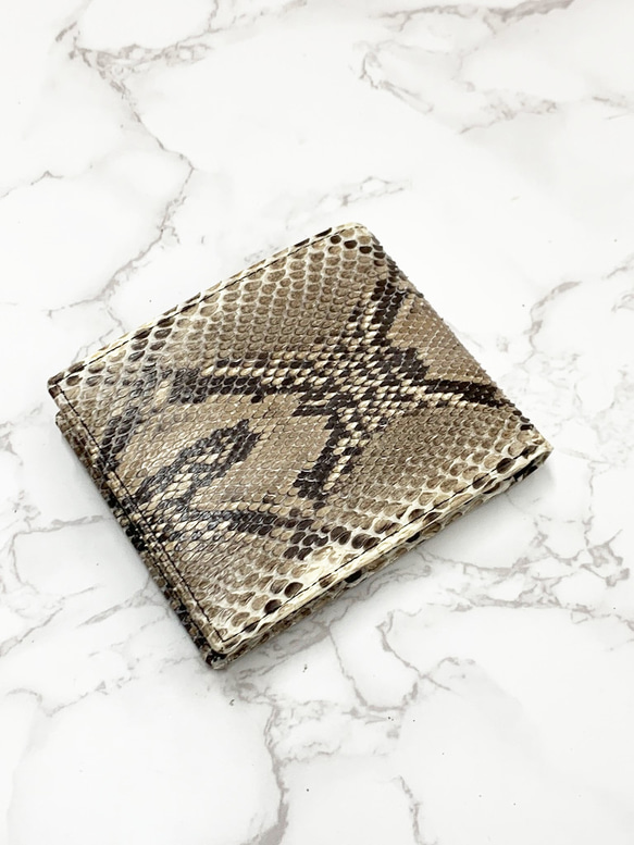 日本製　上質　パイソン　財布　ミドルウォレット　蛇革　札入れ　ダイヤモンドパイソン　エキゾチックレザー 5枚目の画像