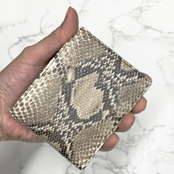 日本製　上質　パイソン　財布　ミドルウォレット　蛇革　札入れ　ダイヤモンドパイソン　エキゾチックレザー 2枚目の画像