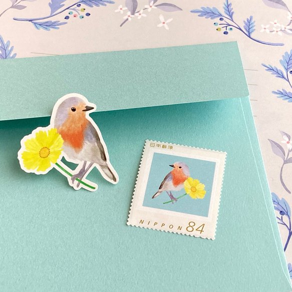 切手&フレークシールセット　Lovely Birding 5枚目の画像