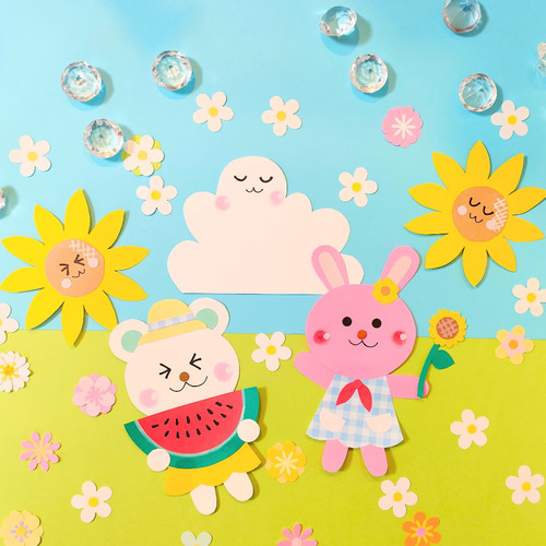 ラミネート可 メッセージ 色紙 壁面 アルバム 飾り パーツ ～かわいい