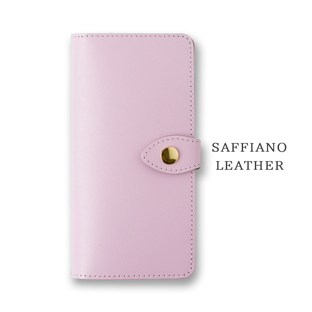 サフィアーノレザー スマホケース 本革 手帳型  名入れ  文字入れ くすみカラー iPhone16 対応