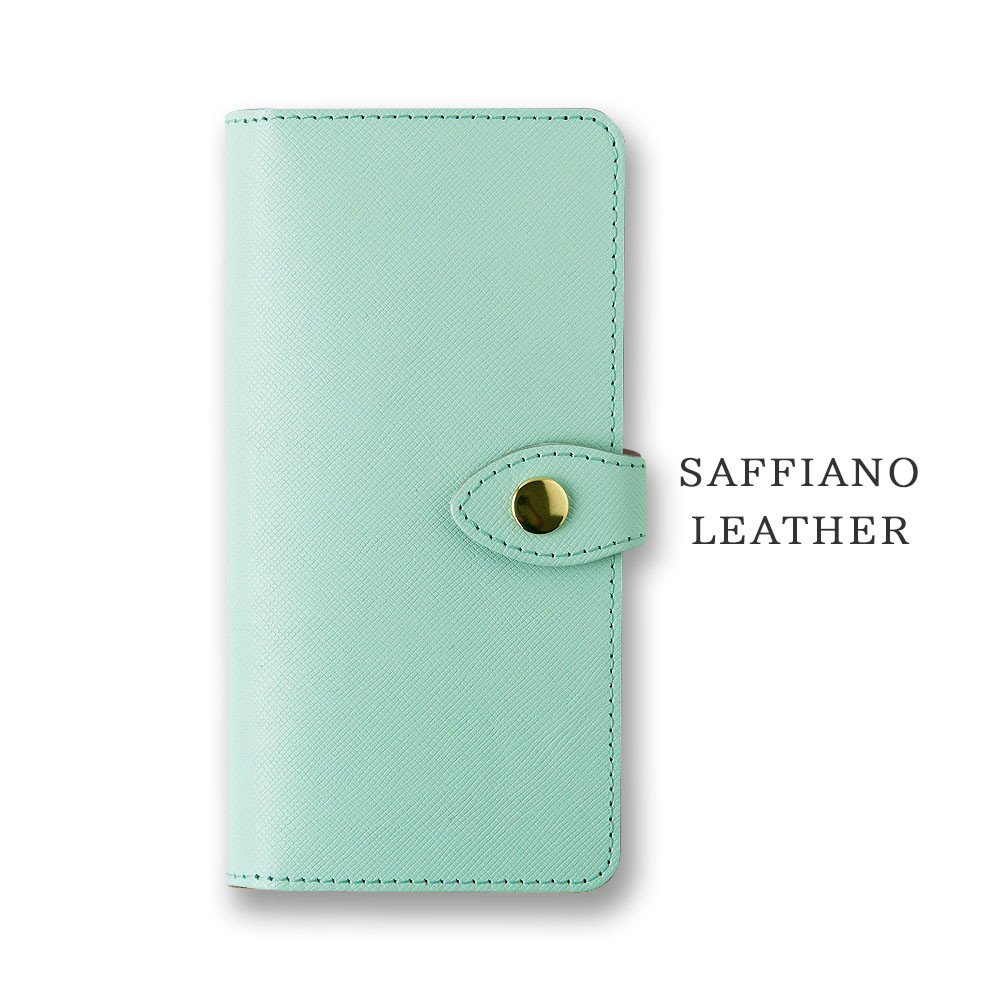 サフィアーノレザー スマホケース 本革 手帳型  名入れ  文字入れ くすみカラー iPhone16 対応