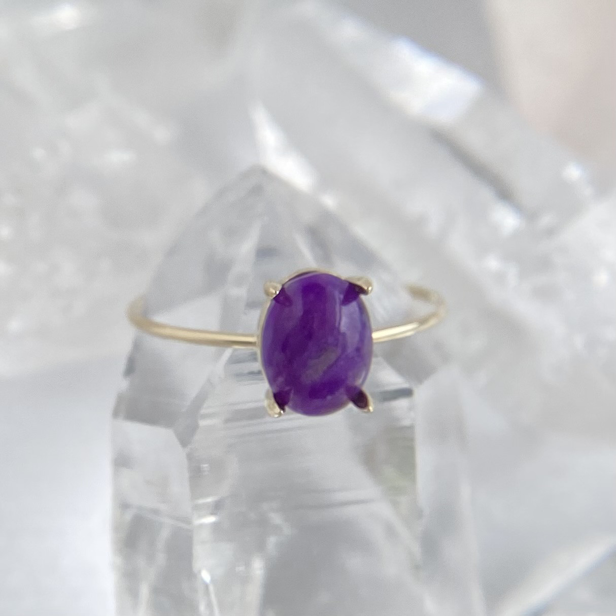 K10 天然スギライトリング （選べるサイズ）　原石から磨いた1点ものジュエリー！