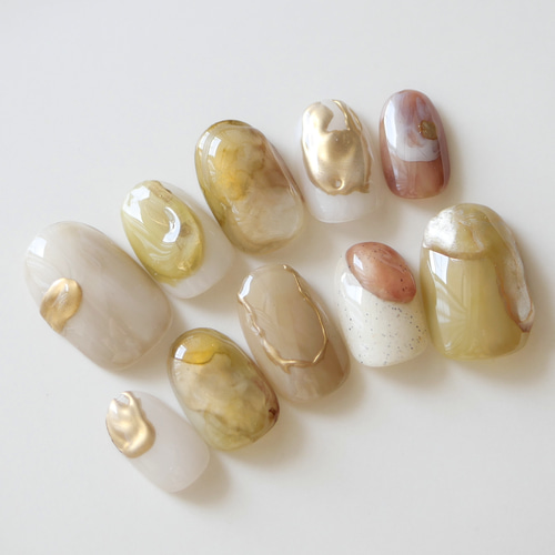 neco nail No.44 イエロー♡秋ネイル ショート ネイルチップ