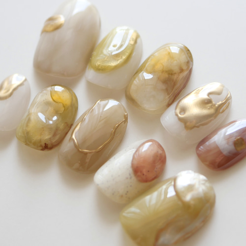 &Co. 高品質ネイルチップ【大人ゴールドニュアンスネイル】 ニュアンスネイル ゴールド ジェルネイル ネイル 大人