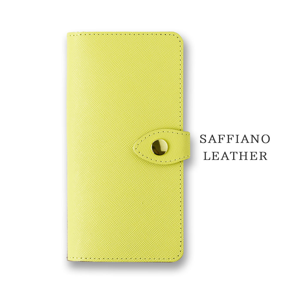 サフィアーノレザー スマホケース 本革 手帳型  名入れ  文字入れ くすみカラー iPhone16 対応