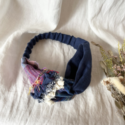 １点物❣️ハンドメイド さをり織り 手織り ねじりヘアバンド ターバン 7枚目の画像