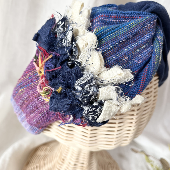 １点物❣️ハンドメイド さをり織り 手織り ねじりヘアバンド ターバン 3枚目の画像