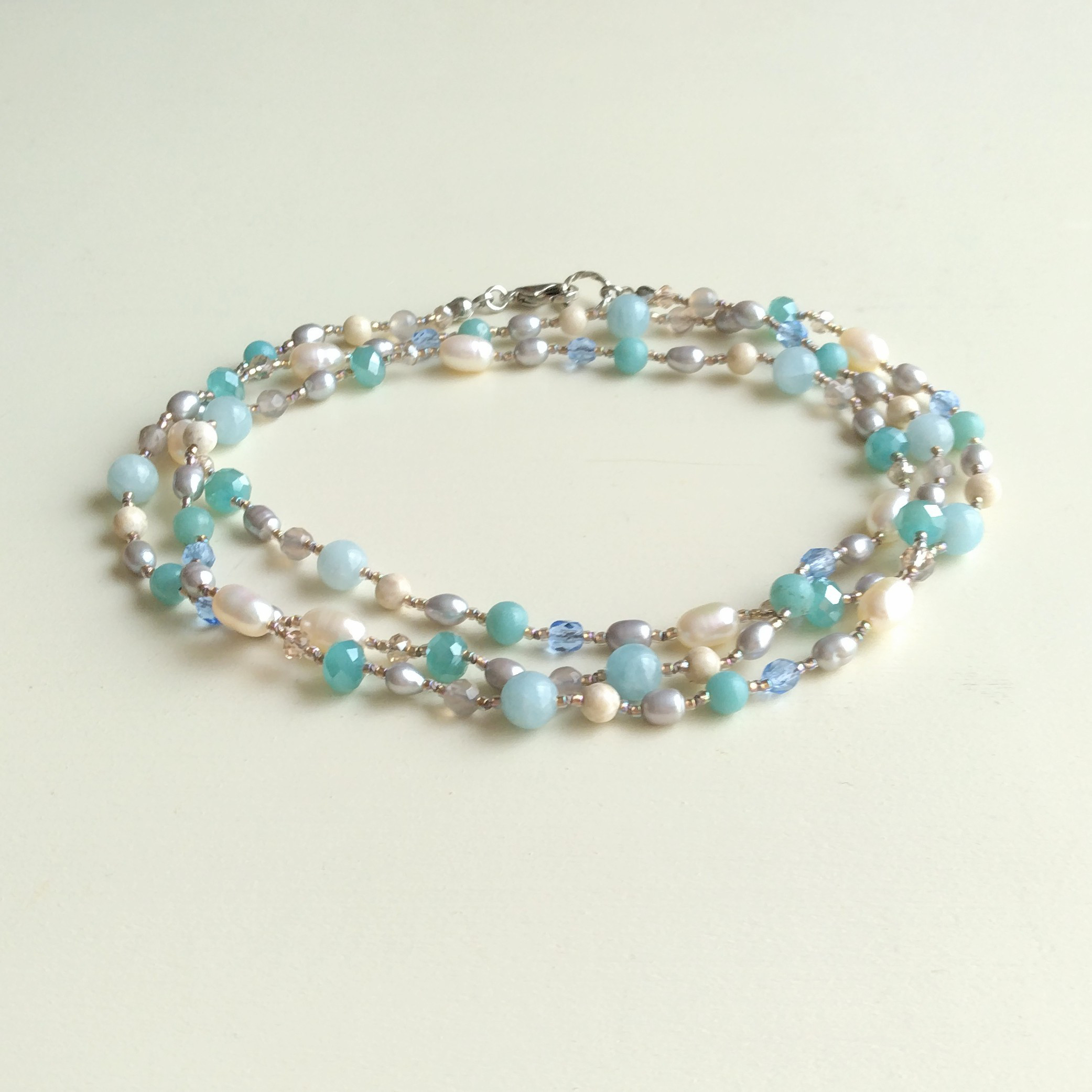 アクアマリンミックスロングネックレス