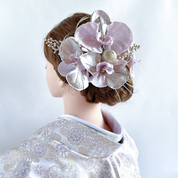 胡蝶蘭の髪飾り 成人式・結婚式・卒業式に ピンク 和風 和装 アーティフィシャルフラワー 3枚目の画像